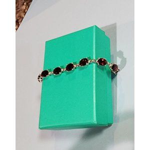 Brand New Women's LimitedEdition 16.95 Cts Garnet & 925 SterlingSilver Bracelet.